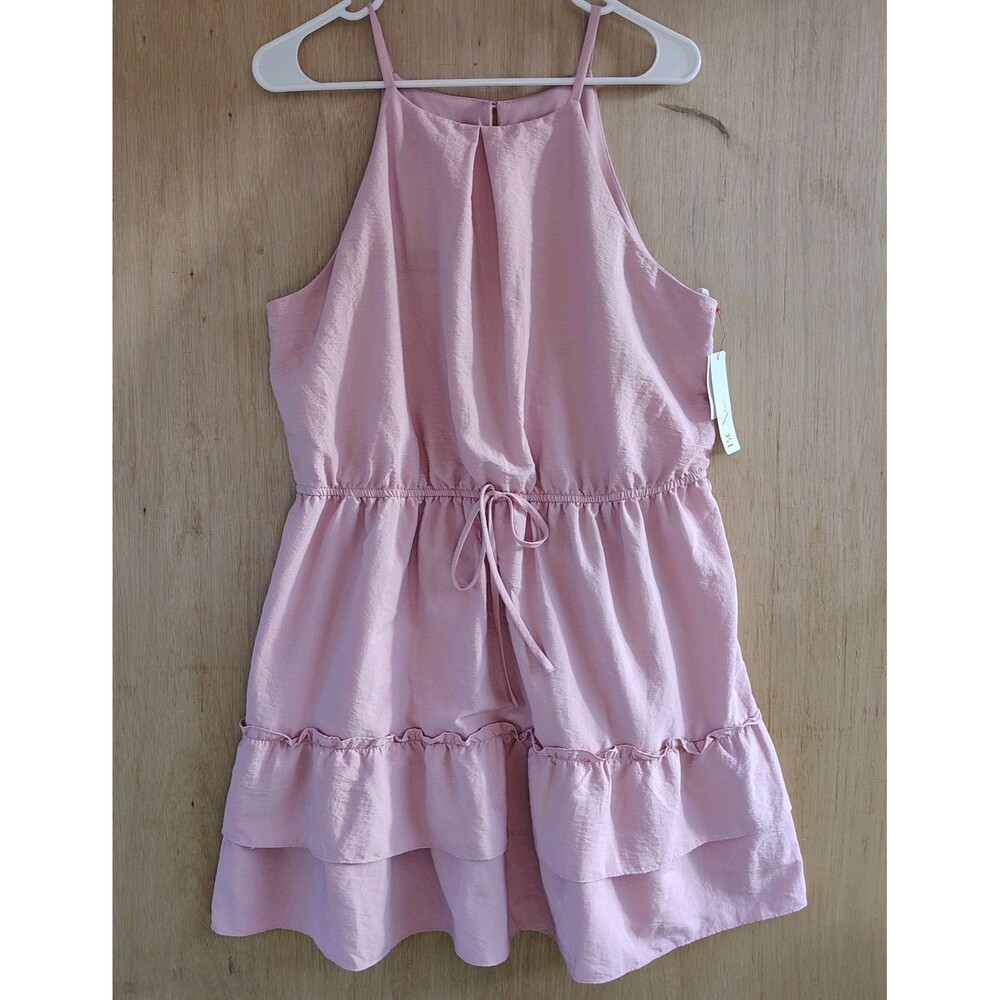 BCX Y2K Puffer Dress Size L Women's Pink NWT Sleeveless Knee Length